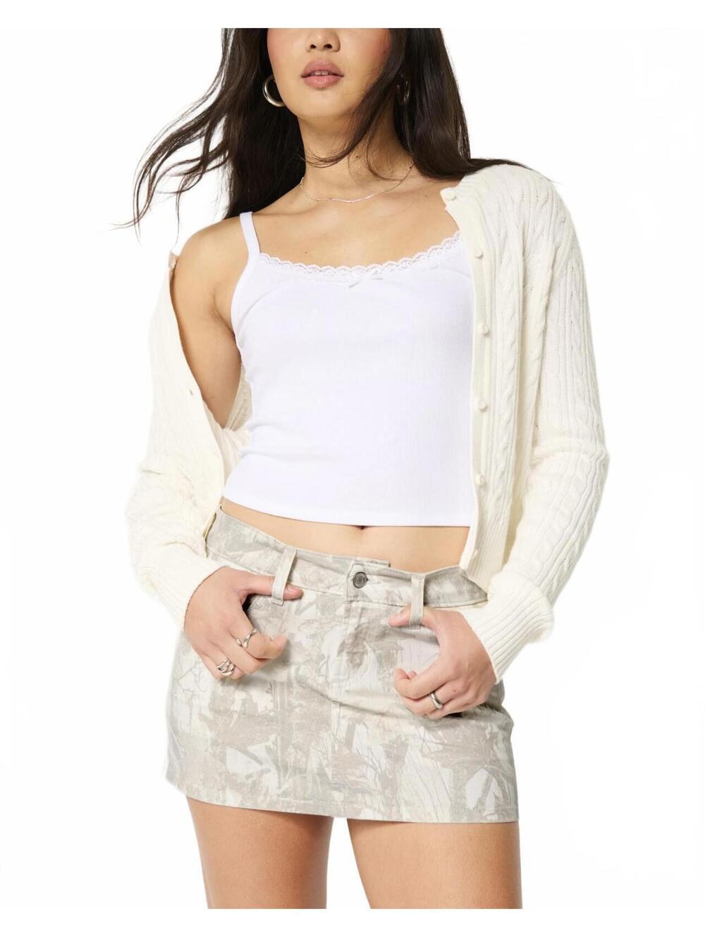 Hollister Low-Rise Camo Twill Mini Skort NWT White Camo Size 6 - Picture 2 of 5